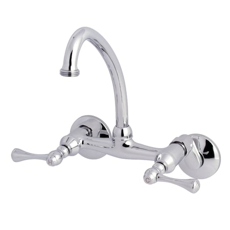 Kingston Brass KS374C Kingston Two Handle Wall Mount Laundry Faucet, Polished Chrome KS374C